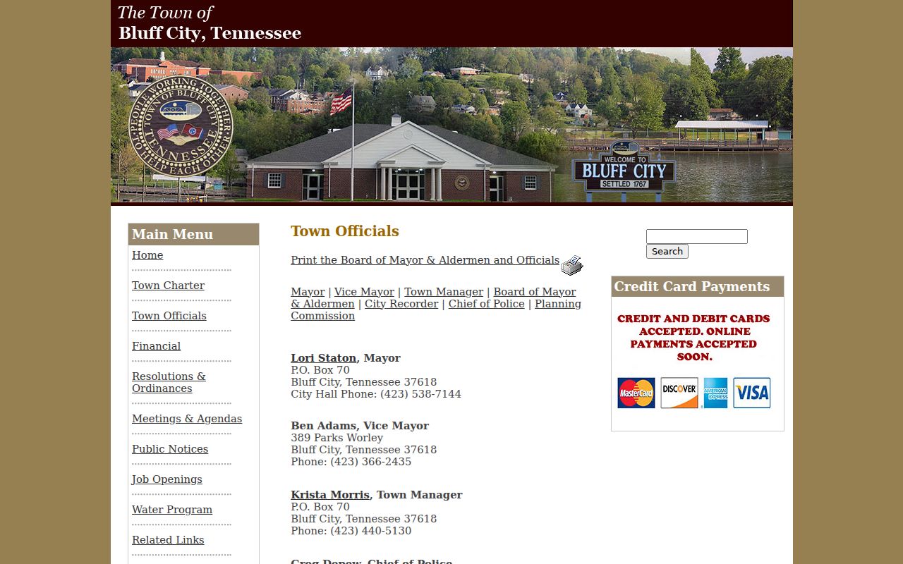 Sullivan County Bluff City warrant records: officials and police contact route