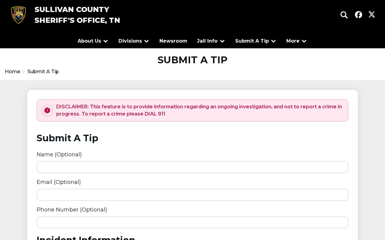 Sullivan County most wanted reference showing the official sheriff tip channel